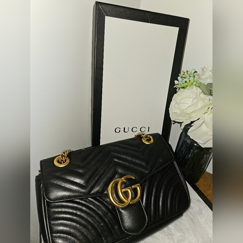 ~SOLD~Gucci GG Marmont Black Leather Shoulder Bag. - Picture 12 of 12